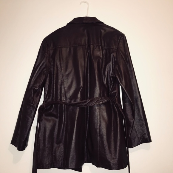 Vintage 90s Women Oscar Piel Dark Burgundy Genuine 100% Leather Jacket Coat 2XL - Picture 4 of 13